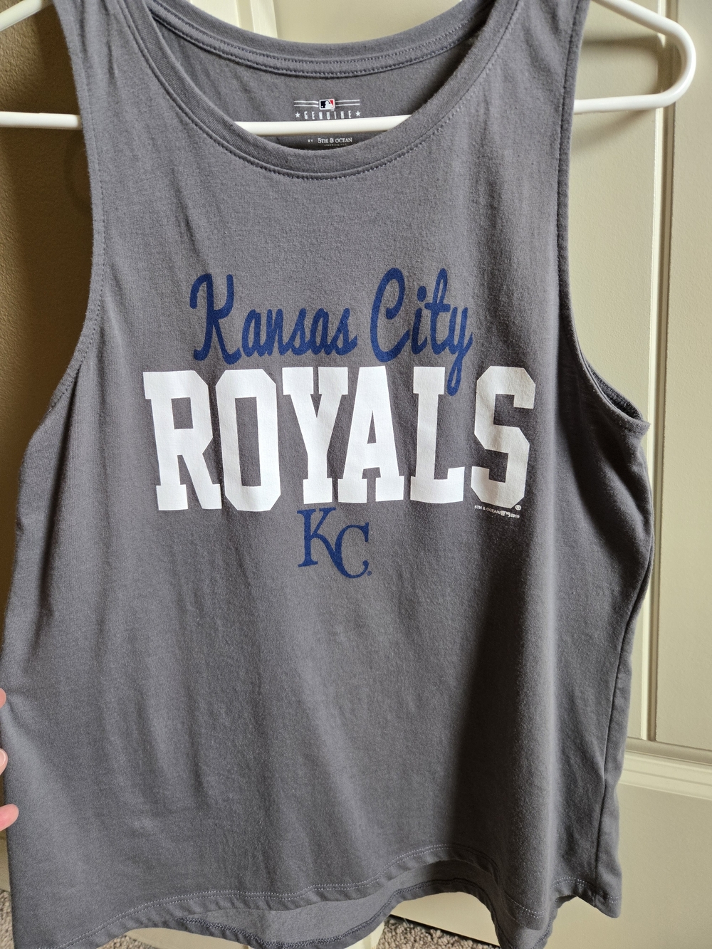 5th & Ocean Kids Kansas City Royals Gray Tank Top with Blue and White Graphics